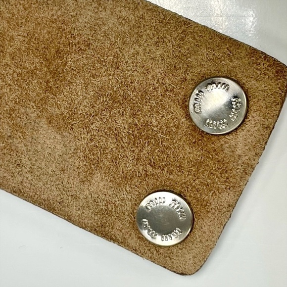 Miu Miu Couture Thick Heart Motif Suede Leather Belt - Picture 6 of 6